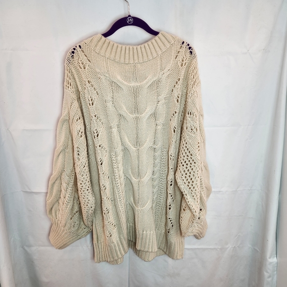 Kori America Womens Oversized Chunky Cable Loose Knit Sweater Balloon Sleeves XL - Picture 7 of 7